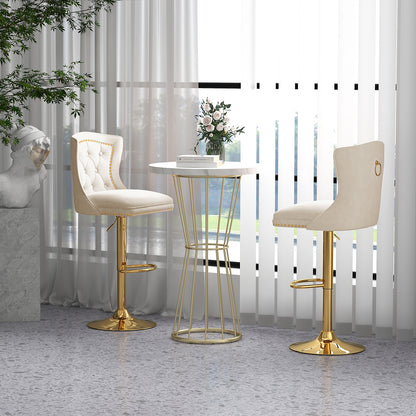Barkrukken – Barstoelen – Krukken – Hoge Stoelen – Keukenstoelen – Verstelbare Hoogte – 360° Draaibaar – Velvet Bekleding – Button-Tufted Rugleuning