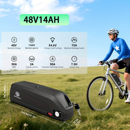 48V 14Ah Electric Bicycle Battery, 48V Lithium-ion Battery Pack, Built-in 30A BMS, USB Output, Electric Bicycle Battery with Safety Lock, LED Indicator Light, with 5Pin Base (Anderson Discharge Port)Halloween Gifts, Autumn Di