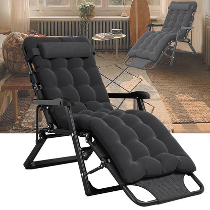 Opvouwbare Stoel – Vouwstoel – Campingstoel – Tuinstoel – Balkonstoel – Stevig Metalen Frame – Comfortabele Zwarte Kussens
