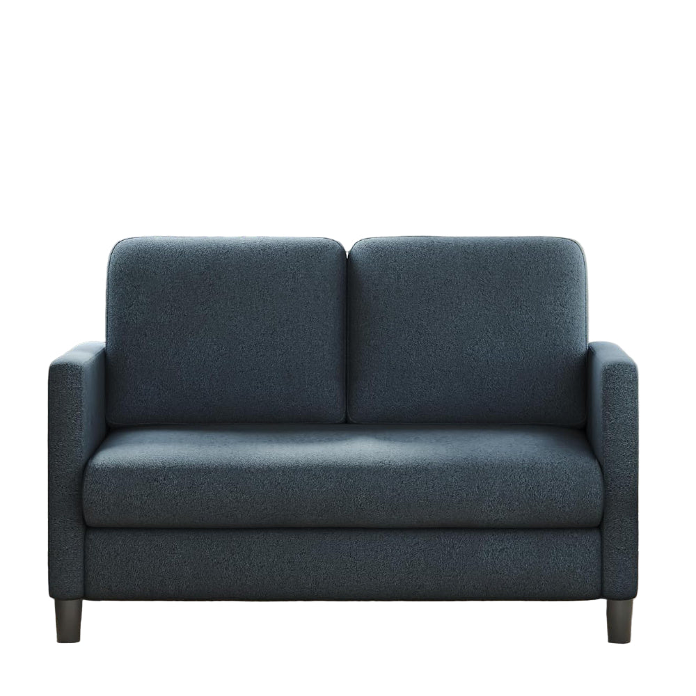 2-zits Sofa – Loveseat – Bank – Tweezitsbank – Compact Sofa – Teddy Velvet Blauw-grijs – 19 cm Veerkrachtige Kussens – Ruimtebesparend Design