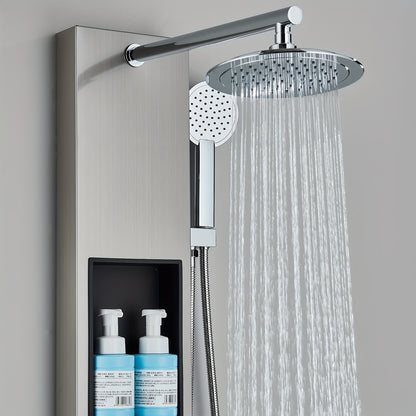 Douchepaneel – Douchekolom – Douchekraan – Douchewand – Shower Tower – Zwart – 5 Functies Met Massagejets – RVS Geborsteld Nikkel