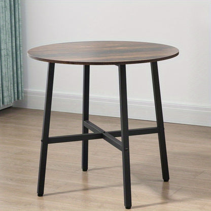 Eettafel Vierkant – Keukentafel – Tafel Voor 4 Personen – Eetkamertafel – Tafel Voor Kleine Ruimtes – Stalen Frame – Bruin Blad – Compact Design – Geen Montage