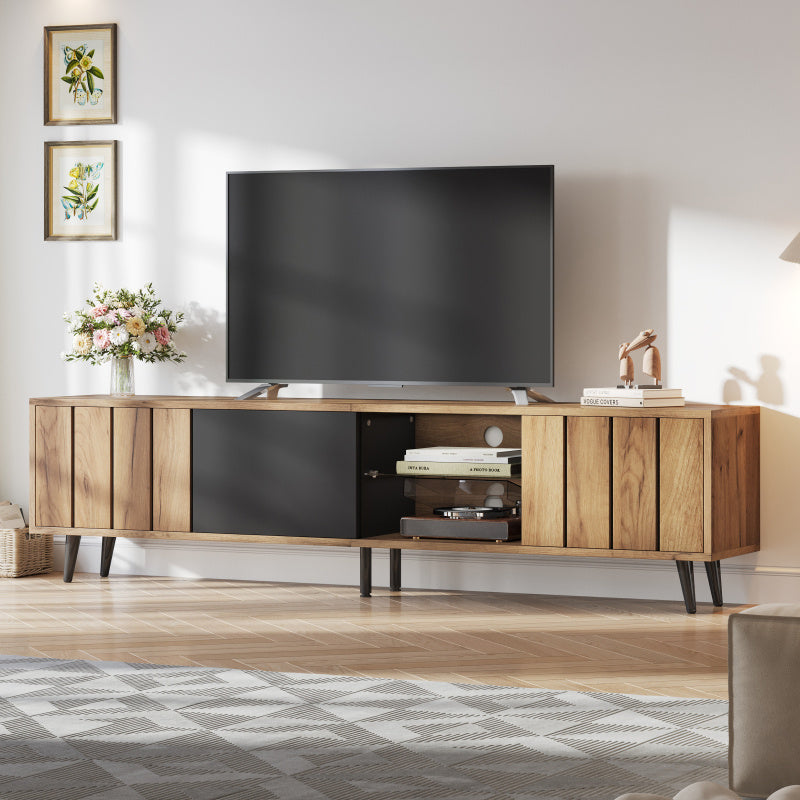 TV-meubel – Tv-kast – Lowboard – Mediameubel – Entertainmentmeubel – Natuurlijke Houttint Variant – 175 cm Breed – Geschikt voor 75 Inch TV