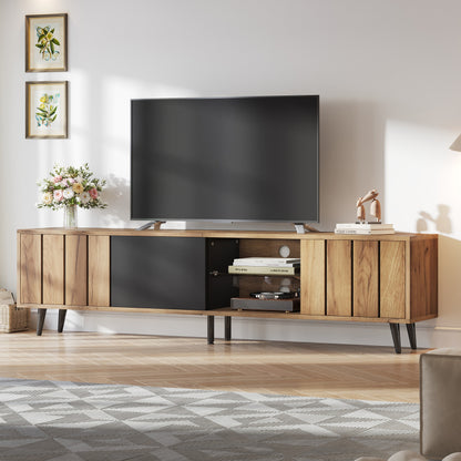TV-meubel – Tv-kast – Lowboard – Mediameubel – Entertainmentmeubel – Natuurlijke Houttint Variant – 175 cm Breed – Geschikt voor 75 Inch TV