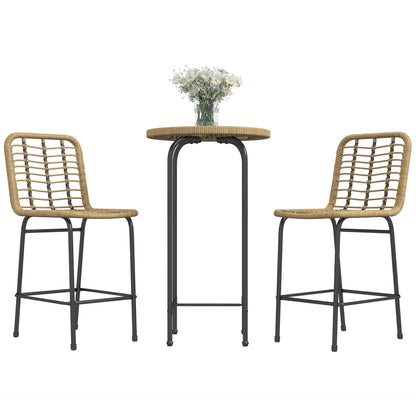 Bistroset – Tuinset – Balkonset – Terrasset – Zitgroep – Bohemian Design – Metaal & Gehard Glas – Compact voor 2 Personen – Natuurlijk Zwart