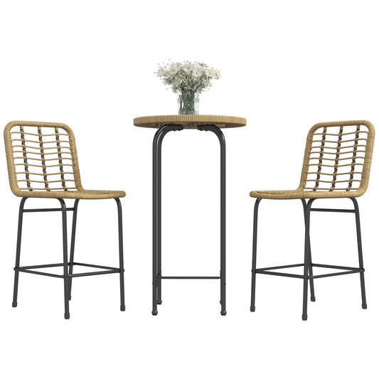 Bistroset – Tuinset – Balkonset – Terrasset – Zitgroep – Bohemian Design – Metaal & Gehard Glas – Compact voor 2 Personen – Natuurlijk Zwart