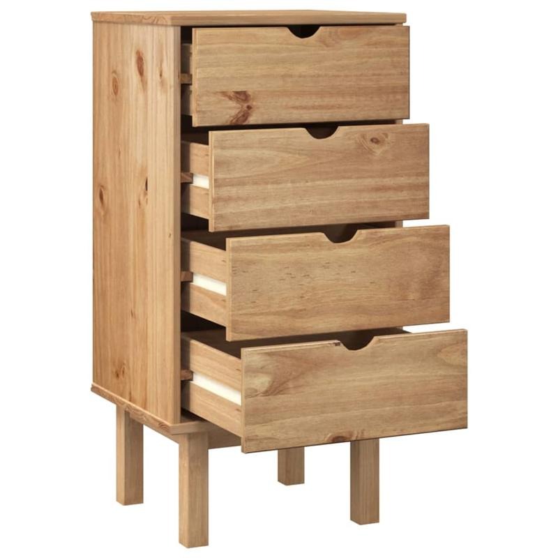 Opbergkast – Kastje – Ladenkast – Opbergmeubel – Organizer – Massief Houten Kast Brun – Met Slot & Open Planken – 45x39x90 cm – Natuurlijk Hout