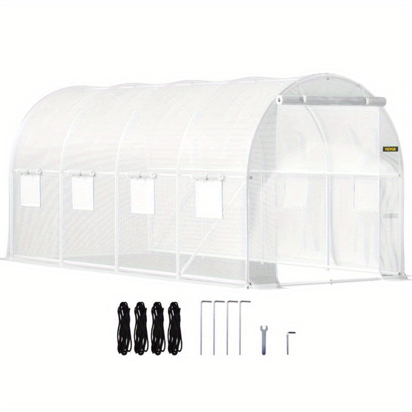 Draagbare Kas – Tuinkas – Serre – Plantenkas – Groentekas – Stalen Frame – 4,57x19,81 Meter – Ritsdeuren Met Oprolbare Ramen