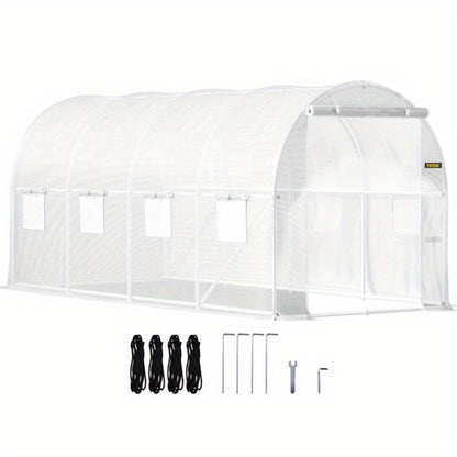 Draagbare Kas – Tuinkas – Serre – Plantenkas – Groentekas – Stalen Frame – 4,57x19,81 Meter – Ritsdeuren Met Oprolbare Ramen