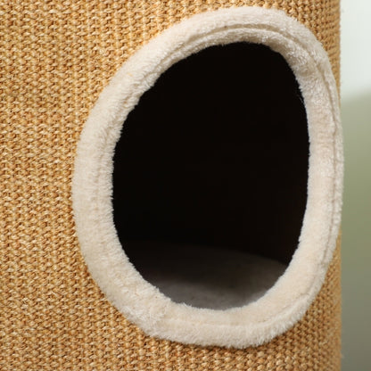 Krabpaal – Kattenboom – Krabton – Kattenmeubel – Kattentoren – Pluche Bekleding – Sisal Kraboppervlak – 35 x 60 cm – Geschikt Tot 10 kg – Bruin-Beige