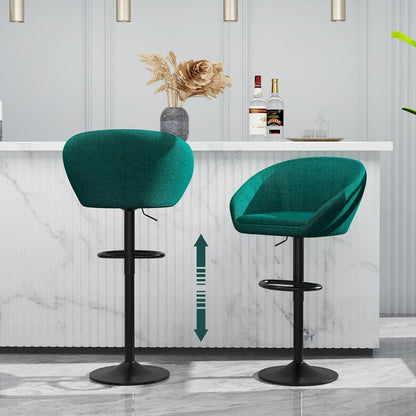 Bar Krukken Set – Barkrukken – Barstoelen – Keukenstoelen – Hoge Stoelen – Verstelbare Hoogte – Stoffen Zitting – Groen – Met Draaifunctie – Met Metalen Frame