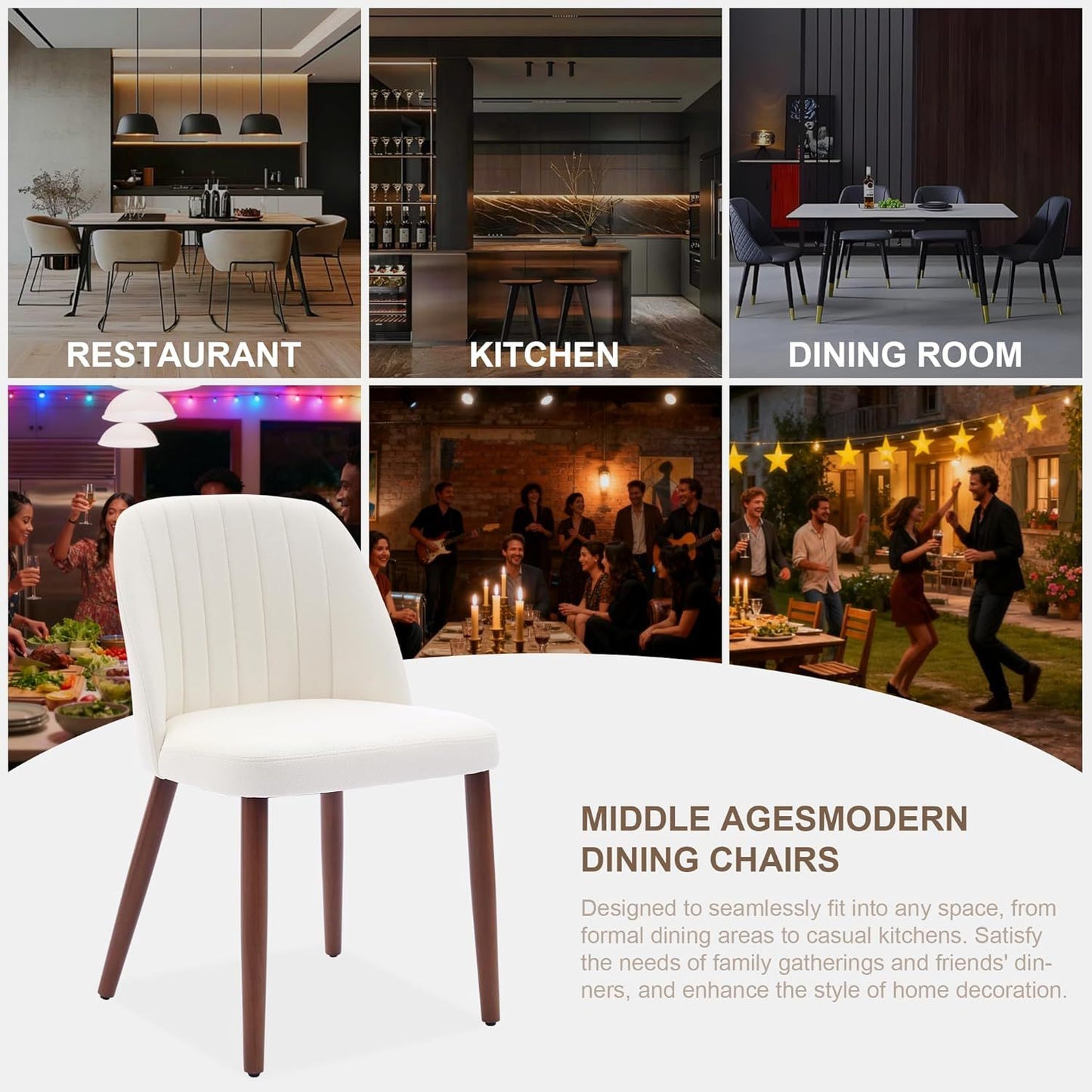 Eetkamerstoelen – Houten Stoelen – Keukenstoelen – Bijzetstoelen – Restaurantstoelen – Set van 2 – Wing Back Rugleuning – Zachte Bekleding Beige