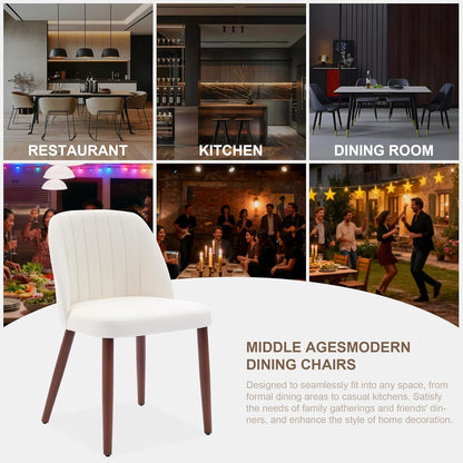 Eetkamerstoelen – Houten Stoelen – Keukenstoelen – Bijzetstoelen – Restaurantstoelen – Set van 2 – Wing Back Rugleuning – Zachte Bekleding Beige