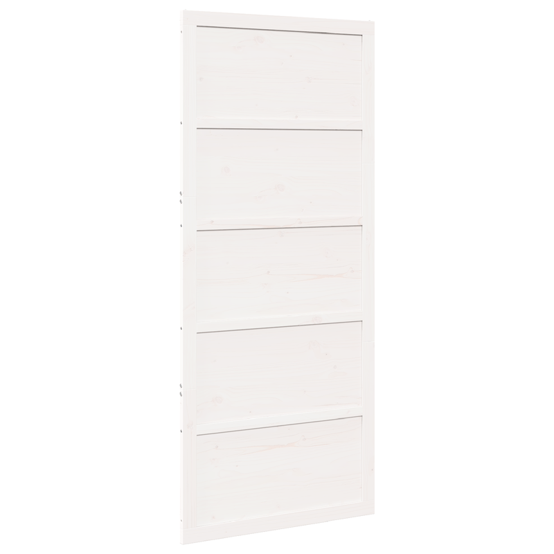 Houten Schuifdeur – Binnendeur – Raumtebesparende Deur – Glijdende Deur – Binnendeur Schuifpaneel – Massief Dennenhout – Wit Design – 100x208 cm – Stil en Soepel
