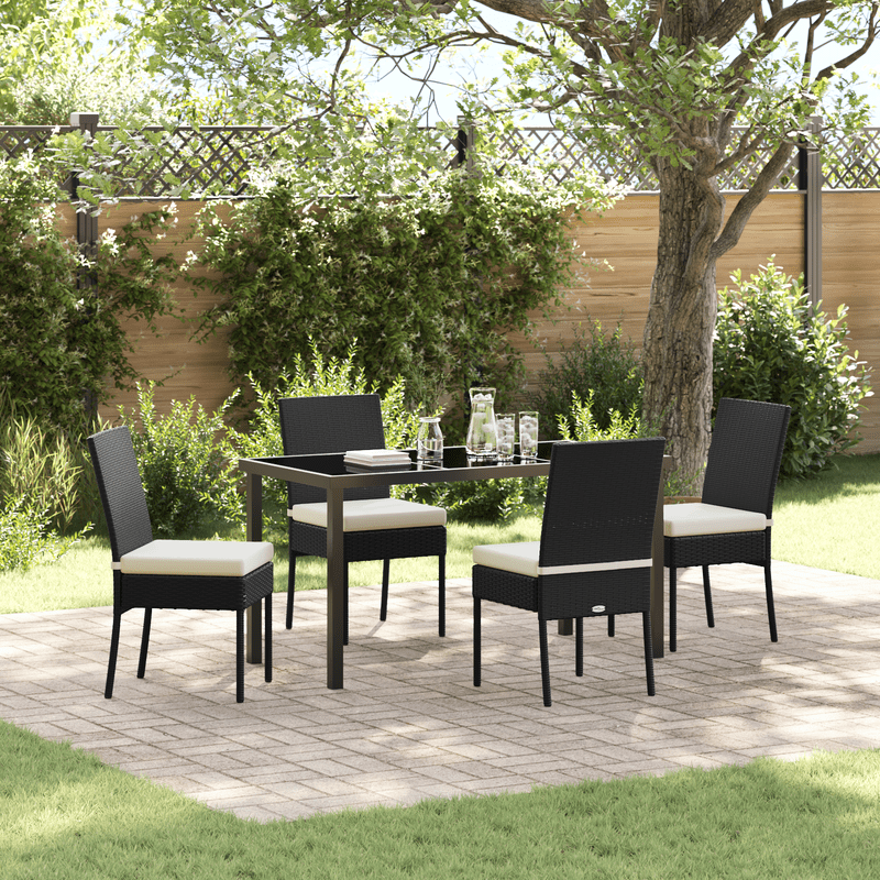 5-Delige Tuinset – Tuinmeubelset – Tuindining Set – Balkonset – Terrasmeubels – Zwart Poly-Rattan – Weerbestendig & Lichtgewicht