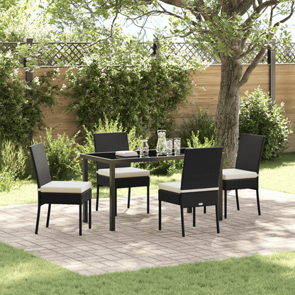 5-Delige Tuinset – Tuinmeubelset – Tuindining Set – Balkonset – Terrasmeubels – Zwart Poly-Rattan – Weerbestendig & Lichtgewicht
