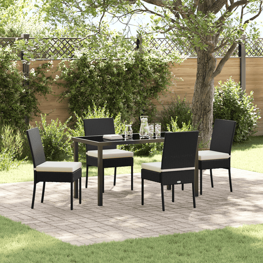 5-Delige Tuinset – Tuinmeubelset – Tuindining Set – Balkonset – Terrasmeubels – Zwart Poly-Rattan – Weerbestendig & Lichtgewicht