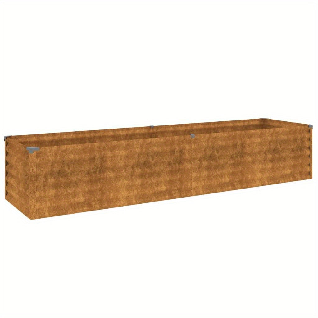 Tuinbak – Hoogtebed – Plantbak – Moestuinbak – Roestvast – Cortenstaal – Afmetingen 194x50x36 cm – Duurzaam & Robuust - QUORE