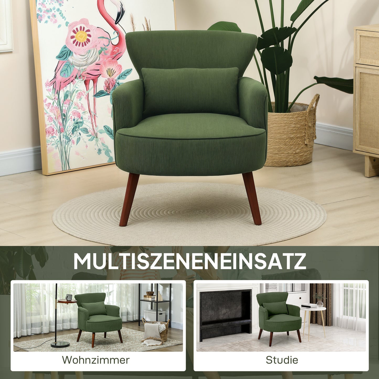 Fauteuil – Zitzak – Accentstoel – Relaxfauteuil – Lezenstoel – Groen – Verstelbaar Lendenkussen – Elektrisch Onafhankelijk