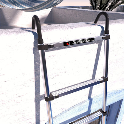 Telescoopladder – Uitschuifladder – Inklapbare Ladder – Opvouwbare Ladder – Telescopische Ladder – Roestvrij Staal – 4,4 Meter Hoogte – 2 Afneembare Haken