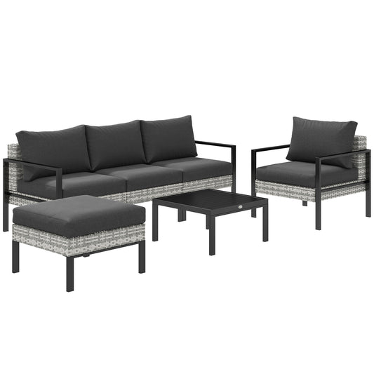 Tuinmeubelset – Buitenmeubelen – Loungeset – Balkonset – Garden Set – Lichtgrijs – Stevig Metalen Frame – Afneembare Kussens