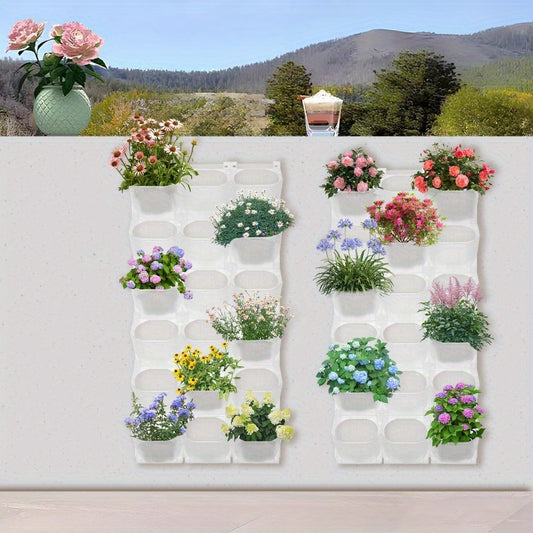 Wandplantenbak – Verticale Plantenbak – Muurplantenhouder – Plantenhouder – Balkonplantenbak – Wit – Duurzaam Kunststof – 36 Potten Met Afvoerholes