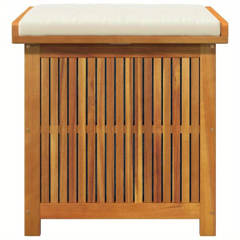Opbergkist Tuin – Tuinkussenbox – Tuinbox – Opbergbox – Tuinkist – Massief Acaciahout – 60x50x61 cm – Inclusief Crème Wit Zitkussen