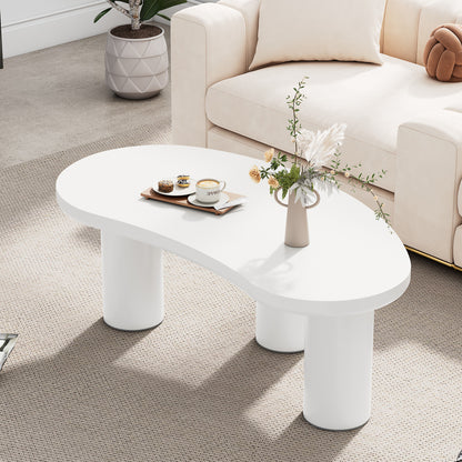 Salontafel – Woonkamertafel – Koffietafel – Bijzettafel – Tafeltje – Asymmetrisch Halve Maan Design – MDF Tafelblad Met PVC Poten Met Vilten Bescherming – 107x57x40,5 cm