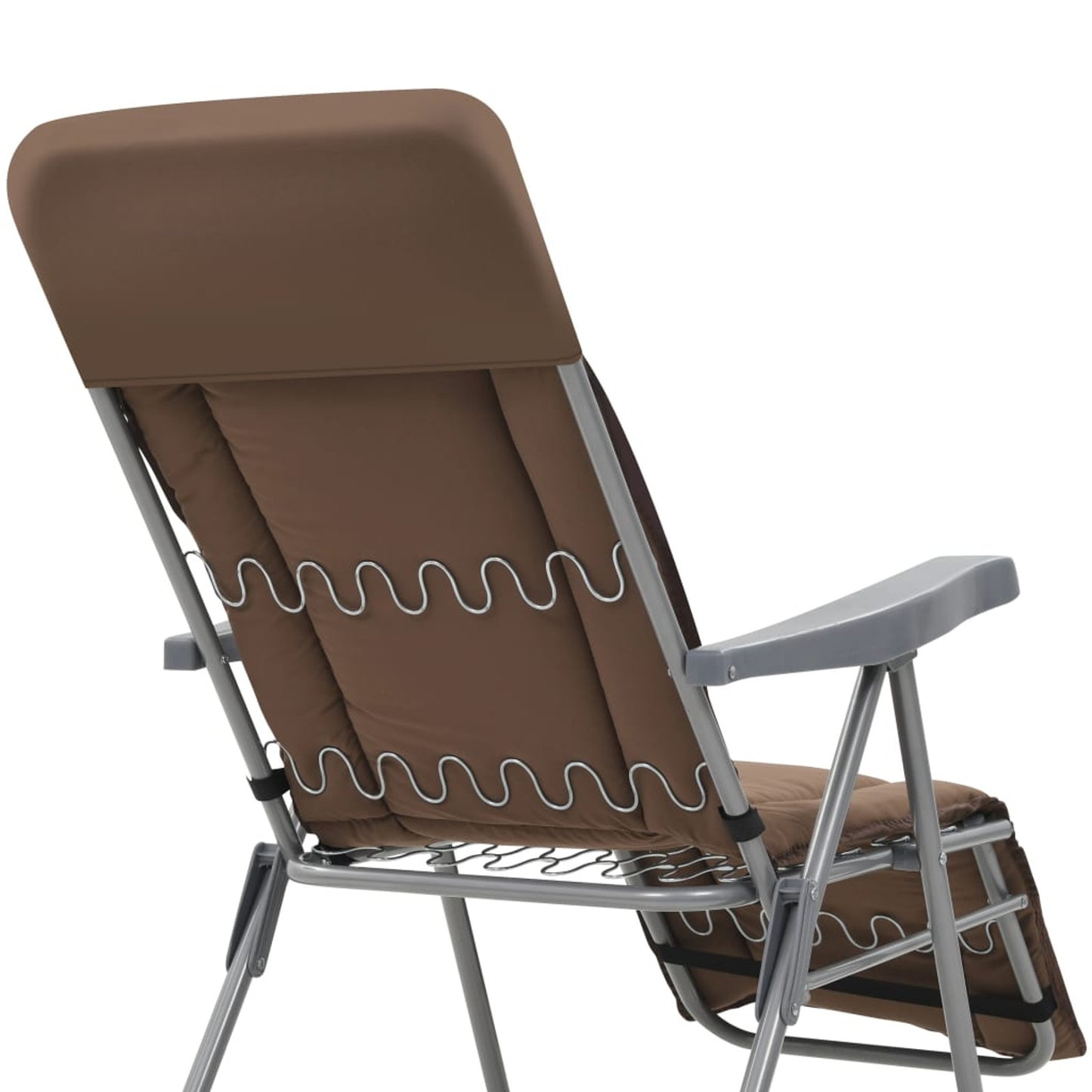 Stoelen – Tuinstoelen – Klapstoelen – Lounge Stoelen – Relaxstoelen – Verstelbare Rugleuning – Gepoedercoat Stalen Frame – Set Van 2 Met Kussens En Hoofdsteun – Bruin – Comfortabel En Stevig