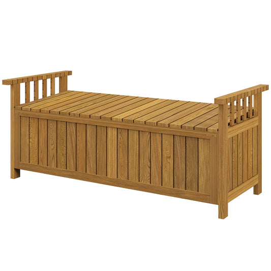 Sunny Garden in Wood 2 Seats with 186L Storage Space, Outdoor with Armrests, 240 Kg Load, for Garden Balcony, 128.5 X 56 X 53.5 Cm Brown