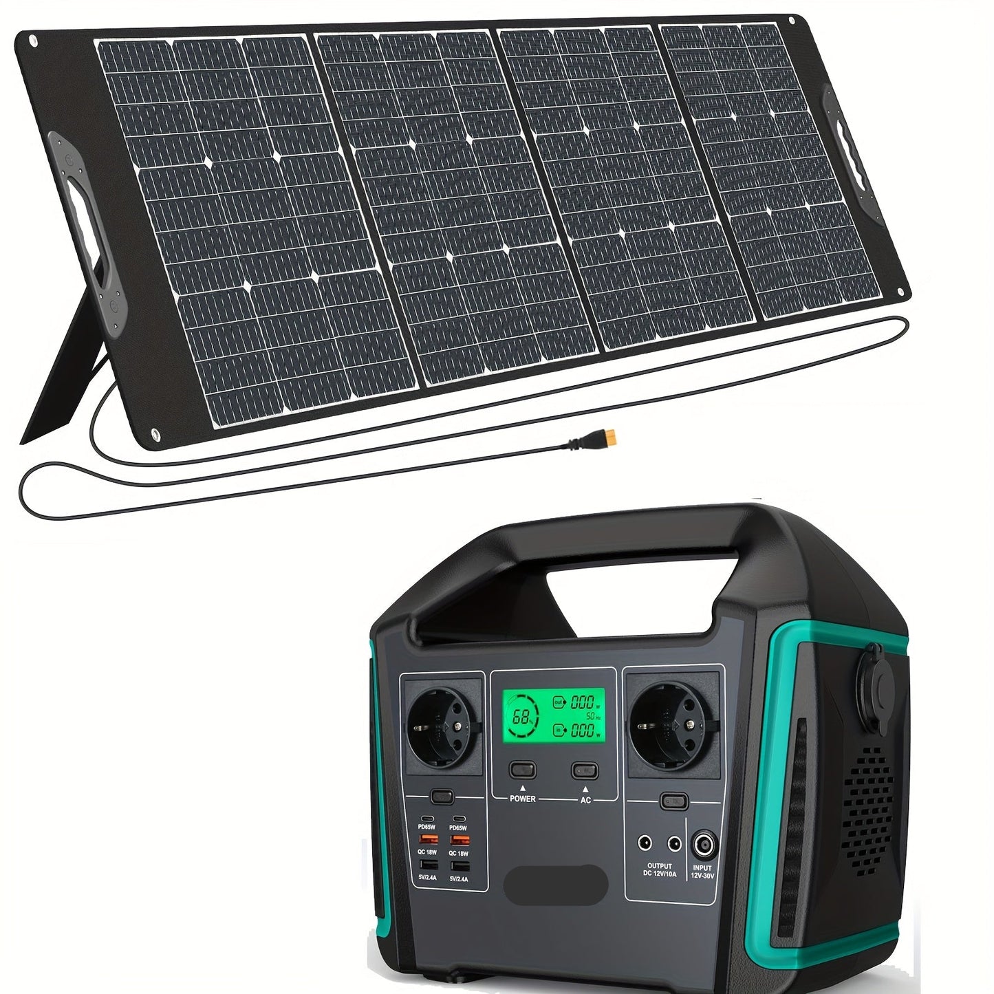 Draagbare Power Station – Mobiele Accu – Energieopslag – 725.6Wh - Zonne-Generator – Camping Stroom – 1000W Continu Vermogen – 200W Zonnepaneel