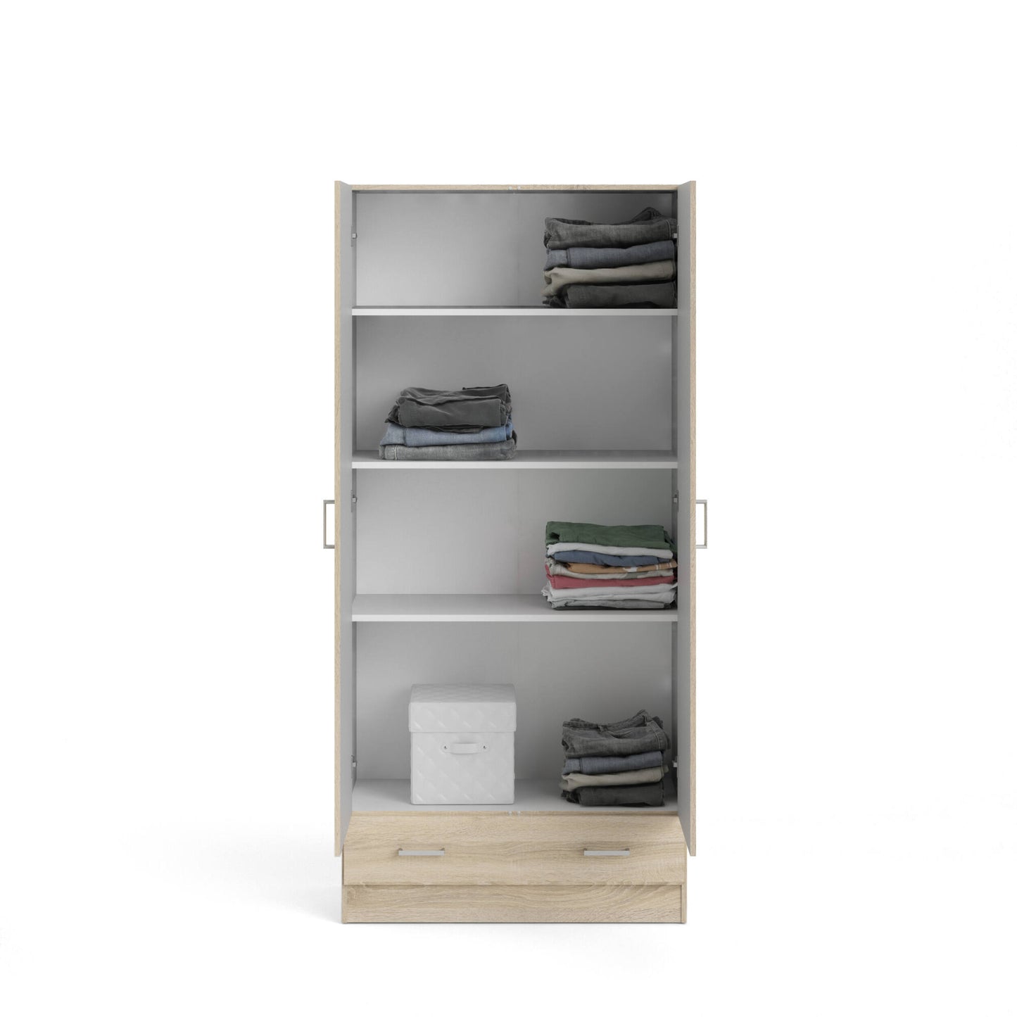 2-Deurs Kledingkast – Garderobekast – Linnenkast – Opbergkast – Slaapkamerkast – Quercia – Compact Formaat 79x36x170 cm – Melamine Houtlook