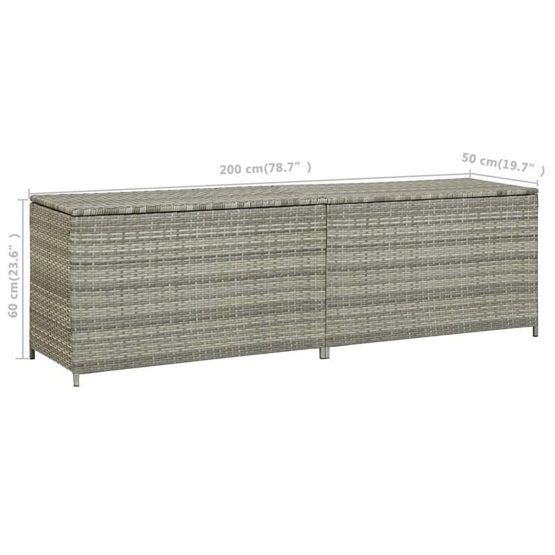 Opbergbox Tuinkast – Tuinbox Tuingereedschap Box – Outdoor Kasten – Poly Rotan Grijs – 200x50x60 cm – PE Voering – Weerbestendig