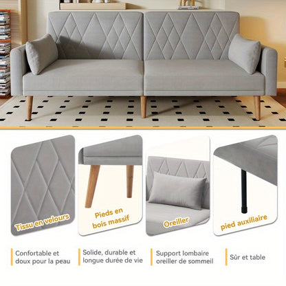 Slaapbank – Sofa Bed – Bedbank – 2-Zits Bank – Logeerbed – Velvet Bekleding – Ruimtebesparend Design – Zonder Elektriciteit