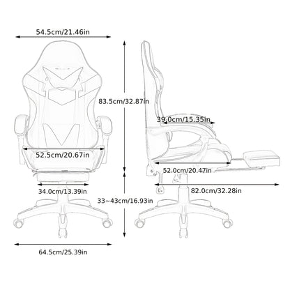 Gamingstoel – Gamestoel – Gaming Chair – Game Stoel – Bureaustoel – Ergonomisch – Echt Leer – 360° Draaibaar – Verstelbare Hoogte en Voetsteun – Rood/Zwart