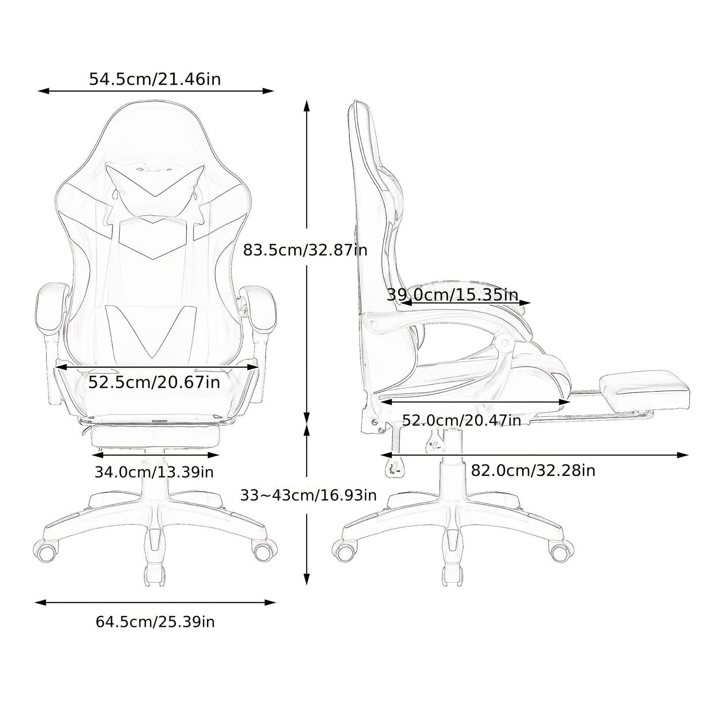 Gamingstoel – Gamestoel – Gaming Chair – Game Stoel – Bureaustoel – Ergonomisch Ontwerp – Verstelbare Hoogte Met Voetensteun – Kunstleer – 360° Draaibaar