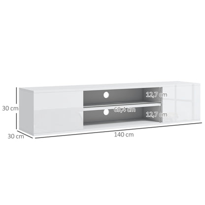 Moderne TV-kast – Wandmeubel – TV-meubel – Tv-dressoir – Wandmontagekast – Wit – 140x30x30 cm – Kabelmanagement