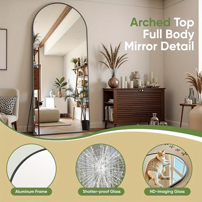 Staande Spiegel – Vloerspiegel – Volledige Lengte Spiegel – Ganzkörperspiegel – Kamer Spiegel – Goud Zwart Metalen Frame – Veiligheidsglas – 174x68cm Grote Afmeting