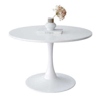 Ronde Eettafel – Ronde Tafel – Eettafel Rond – Ronde Eetkamertafel – Compacte Tafel – Milky Wit MDF – Stevig Metalen Onderstel – Ruimtebesparend Design – Diameter 80 cm