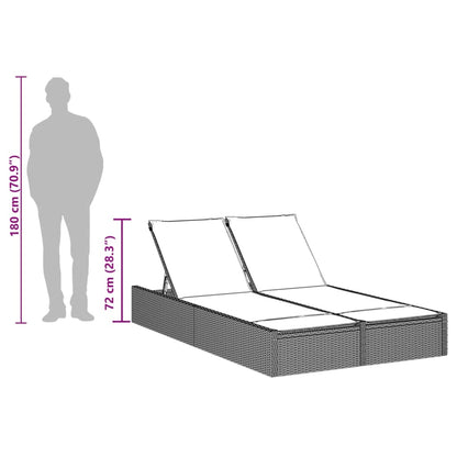 Dubbele Loungebank – Buitenbank – Tuinbank – Loungebank – 2-Persoonsbank – Weerbestendig PE-Rattan – 3 Verstelbare Rugleuningstanden – Bruin