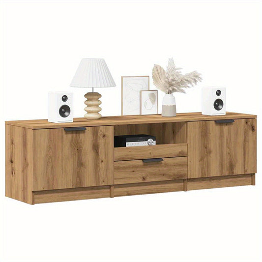 Tv-meubel – Mediameubel – Kast – Entertainment Center – Opbergmeubel – Modern ontwerp – 140x35x40 cm – Artisan Eikenhout look