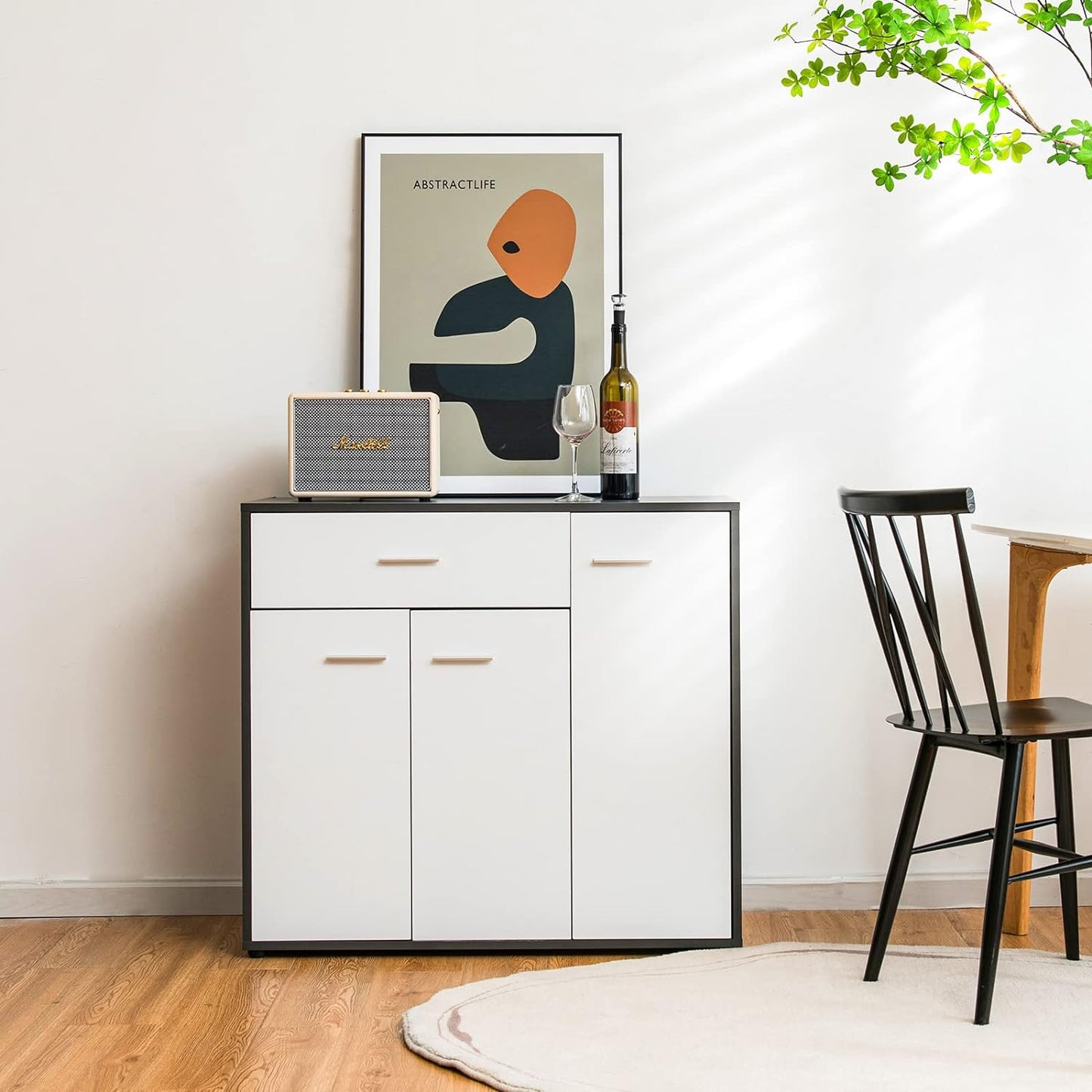 Modern Sideboard – Dressoir – Kast – Opbergmeubel – Servieskast – Grijs-Wit – Kiepbeveiliging – Verstelbare Legplank