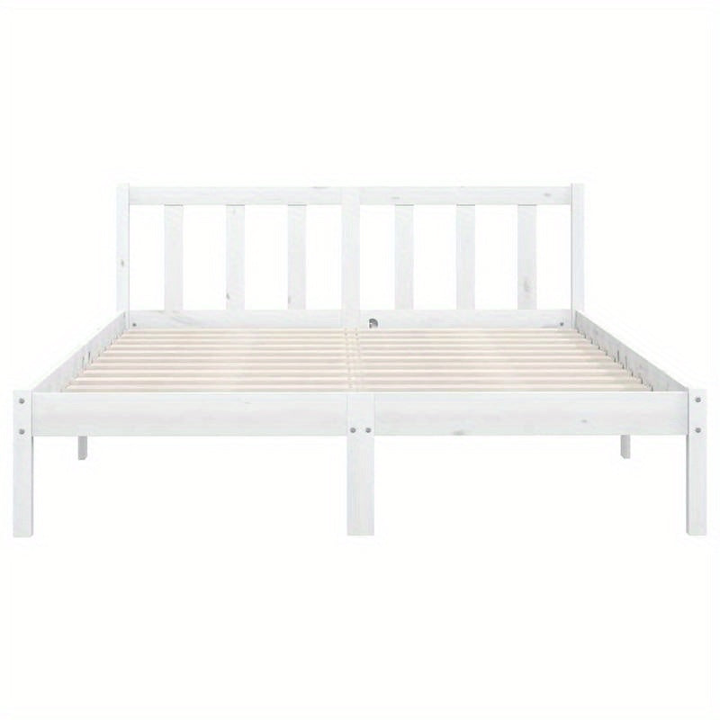 Solid Pine Wood Bed Frame 160x200cm - Removable & Durable White Wooden Frame with High-Quality Construction, Modern Minimalist Design for Contemporary Bedrooms, Bed Frame for Bed, Bedroom Furniture, Clean Line Furniture, Natu