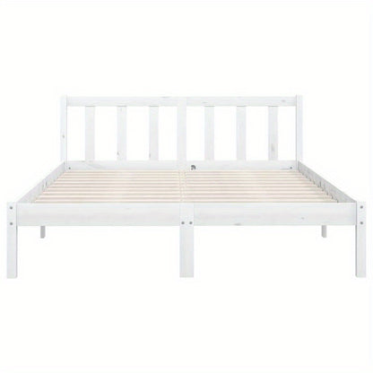 Solid Pine Wood Bed Frame 160x200cm - Removable & Durable White Wooden Frame with High-Quality Construction, Modern Minimalist Design for Contemporary Bedrooms, Bed Frame for Bed, Bedroom Furniture, Clean Line Furniture, Natu
