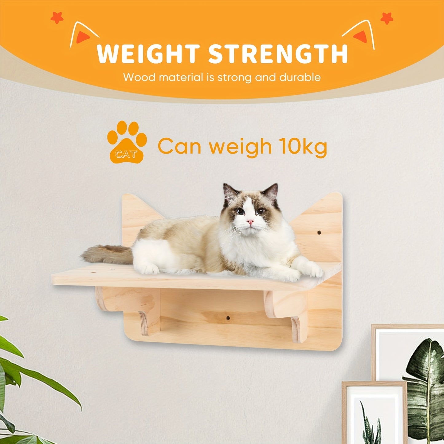 Krabpaal – Kattenboom – Krabmeubel – Klimwand – Kattenhuis – Natuurlijke Houten Klimwand – Stabiel Sisal Touw – Wandmontage Voor Grote Katten