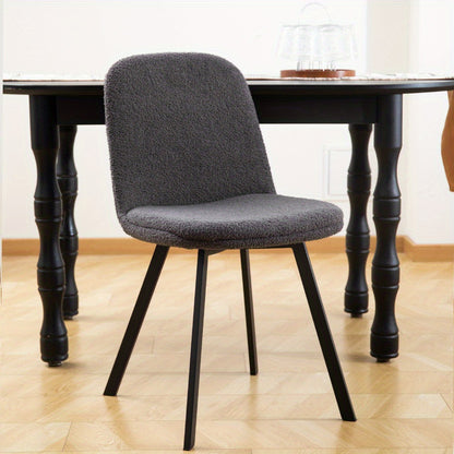Eetkamerstoel – Stoel – Kuipstoel – Keukenstoel – Dining Chair – Teddy Fleece – Zachte Bekleding – Stabiel Metalen Frame – Set van 2