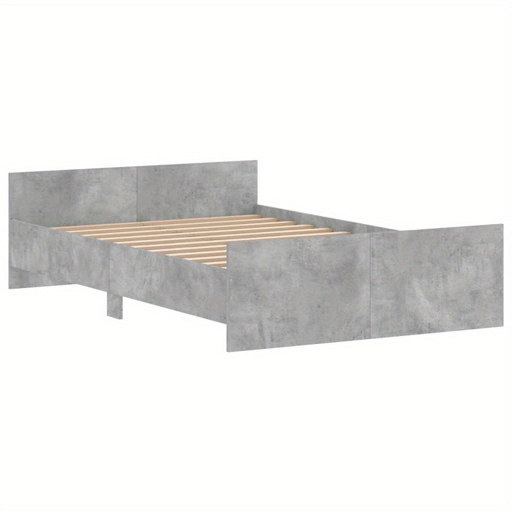 Bed Frame without Mattress Concrete Grey 120x190 cm Small Double with Slat Support Platform Bed Frame Suitable for Mattress Size 120 x 190 cm for Bedroom