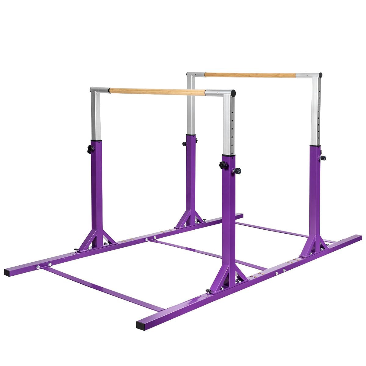 Gymnastiek Parallel Bars – Turnrek – Dubbele Stang – Trainingsrek – Kindersport – Verstelbare Breedte & 11 Hoogtes – Max. 100 kg – Paars