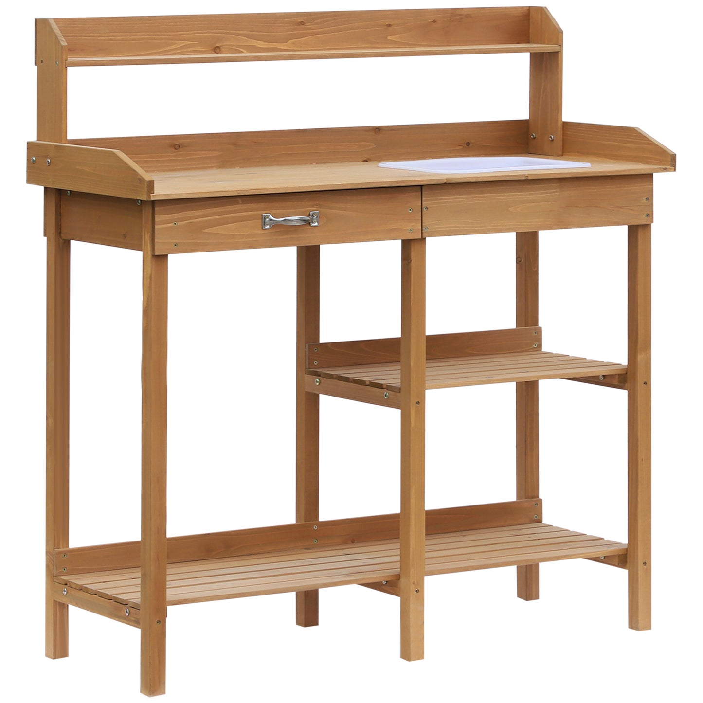 Tuinwerktafel – Plantentafel – Bloementafel – Tuinbureau – Werkbank – Grenenhout – Wasbak Ingebouwd – Werkhoogte 90 cm