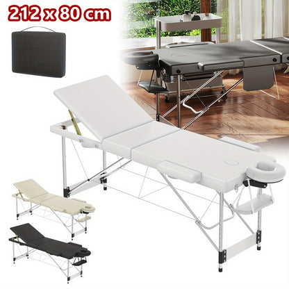 Aluminium Massagetafel – Massagebed – Massagetafel Inklapbaar – Therapie Tafel – Behandelingstafel – 8-Delige Hoogte Verstelling – Inclusief Opbergtas Wit